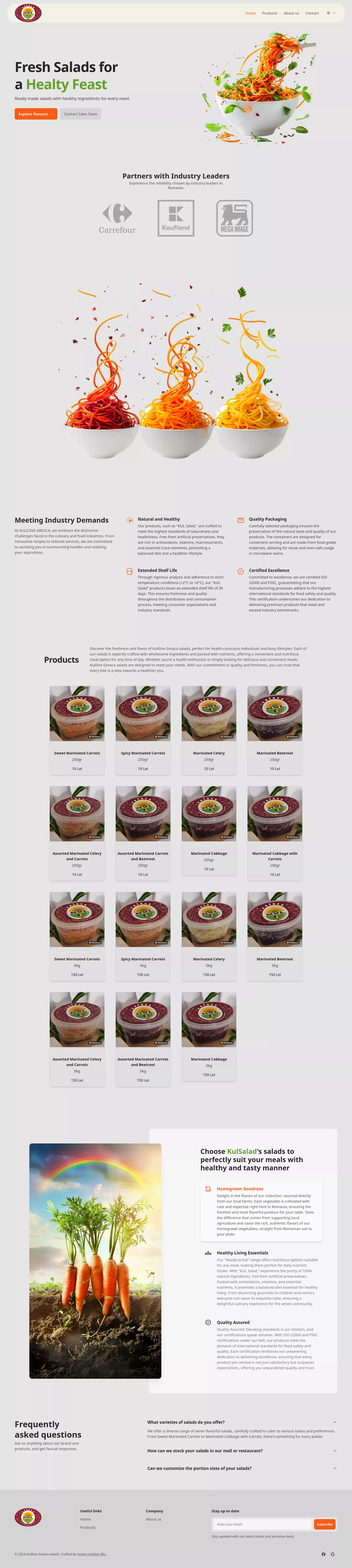 Website for ready made salads in Romania.